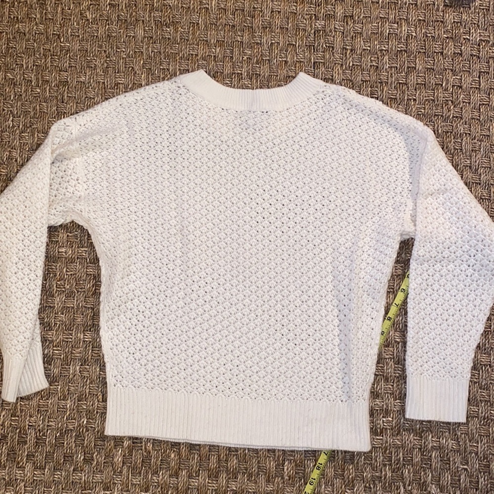 Joie Cashmere Blend Crochet/Woven l/s Sweater ivory sz Large - Picture 6 of 7